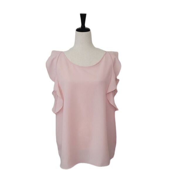 Juicy Couture Tops - Juicy Couture Blush Flutter Sleeve Keyhole Button Closure Chiffon Blouse